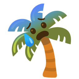palm tree and anxious face with sweat