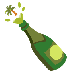 palm tree and bottle with popping cork
