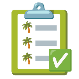palm tree and check mark button