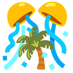 palm tree and confetti ball