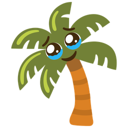 palm tree and face holding back tears