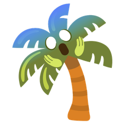 palm tree and face screaming in fear