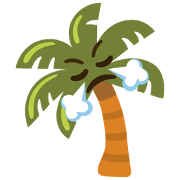 palm tree and face with steam from nose