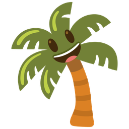 Palm tree and Grinning face with big eyes