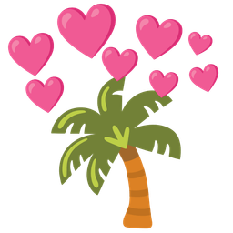palm tree and heart with arrow