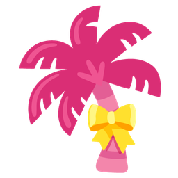 palm tree and heart with ribbon