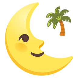 palm tree and last quarter moon face