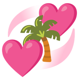 palm tree and revolving hearts