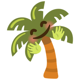 Palm tree and Smiling face with open hands