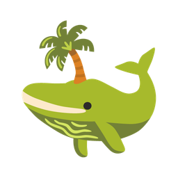 palm tree and spouting whale