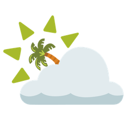 palm tree and sun behind cloud