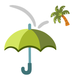 palm tree and umbrella