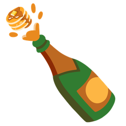 pancakes and bottle with popping cork