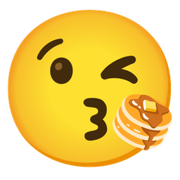 Pancakes and Face blowing a kiss