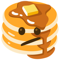 pancakes and face with diagonal mouth