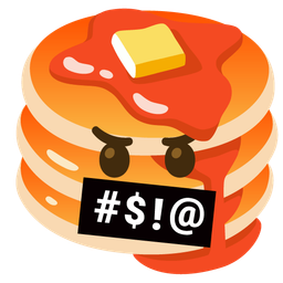 pancakes and face with symbols on mouth