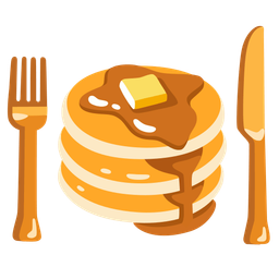 pancakes and fork and knife with plate