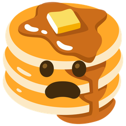 pancakes and frowning face with open mouth
