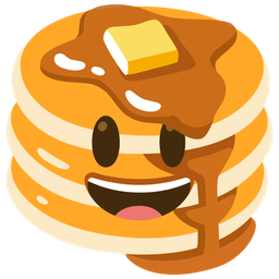 Pancakes and Grinning face with big eyes