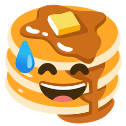 Pancakes and Grinning face with sweat