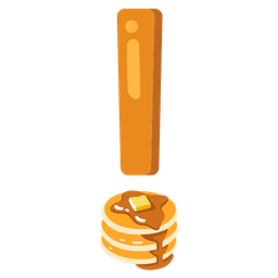 pancakes and red exclamation mark