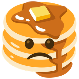 pancakes and slightly frowning face