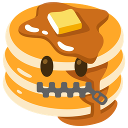 pancakes and zipper-mouth face
