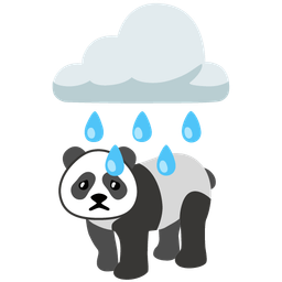 panda and cloud with rain