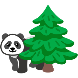panda and evergreen tree