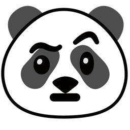panda and face with raised eyebrow