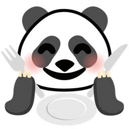 panda and fork and knife with plate