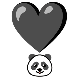 panda and heart exclamation