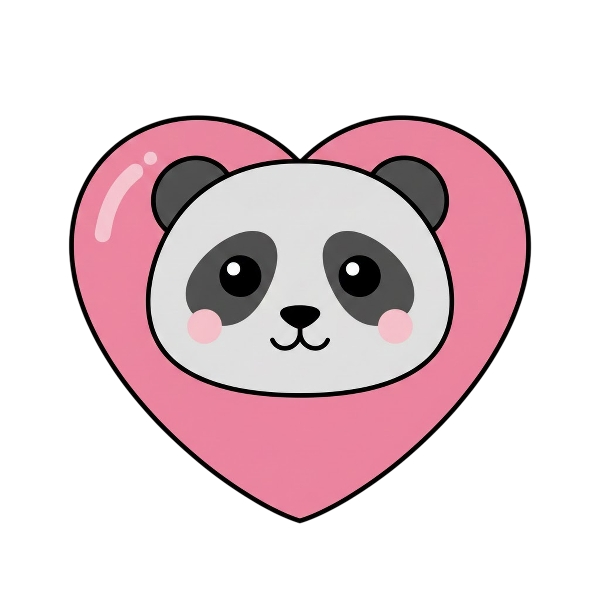 Panda and Pink heart