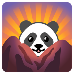 panda and sunrise over mountains
