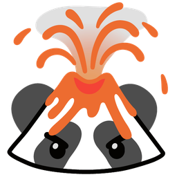 panda and volcano