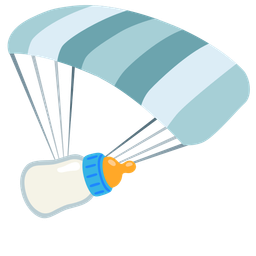 parachute and baby bottle