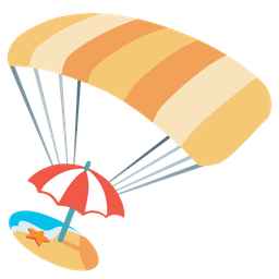 parachute and beach with umbrella