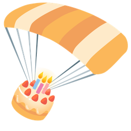 parachute and birthday cake
