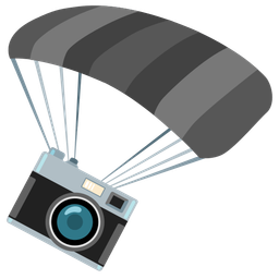 parachute and camera