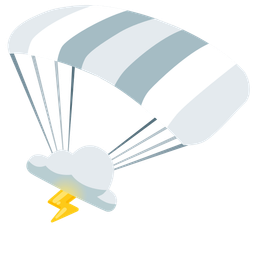 parachute and cloud with lightning