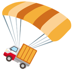 parachute and delivery truck