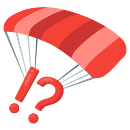 parachute and exclamation question mark