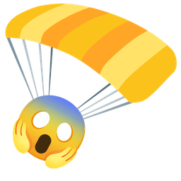parachute and face screaming in fear