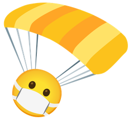 parachute and face with medical mask