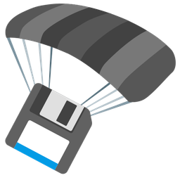 parachute and floppy disk