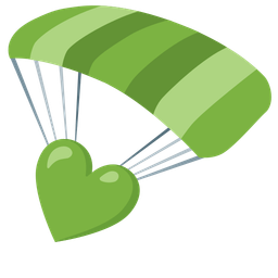 parachute and green heart