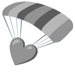 parachute and grey heart