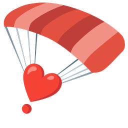 parachute and heart exclamation