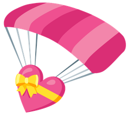 parachute and heart with ribbon