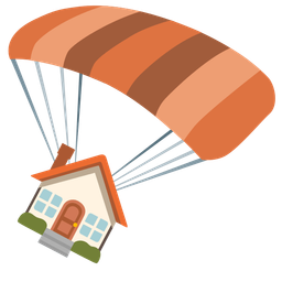parachute and house